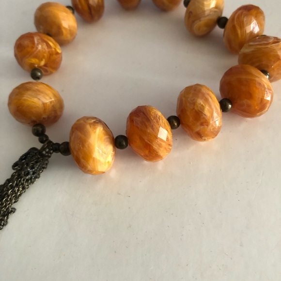 Vintage Beaded Bracelet with Tassel. Butterscotch like beads - Picture 4 of 5